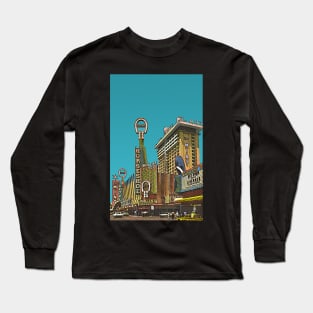 Las Vegas - Vintage Scenic Illustration Long Sleeve T-Shirt